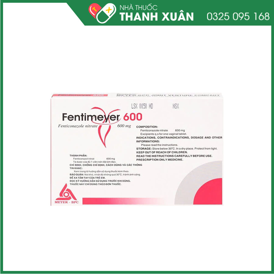 Fentimeyer 600 điều trị bệnh vi nấm Candida ở niêm mạc âm đạo